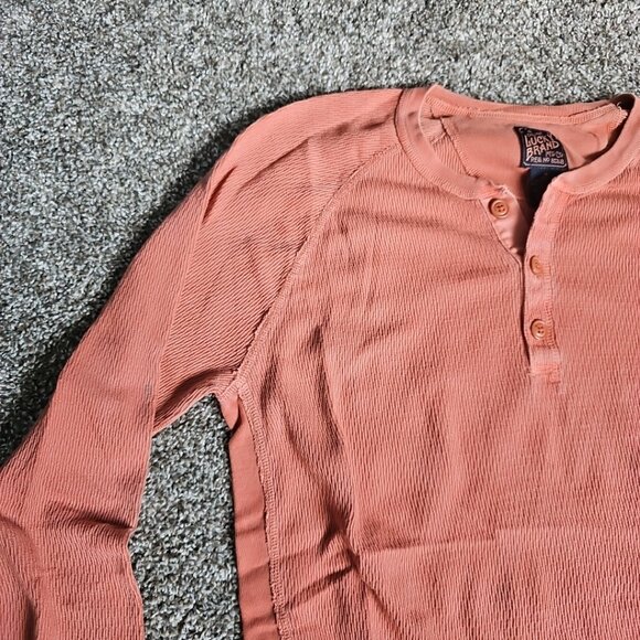 Lucky Brand Salmon Color Size Medium Cable/Waffle Knit Long Sleeve Thermal - Picture 3 of 8